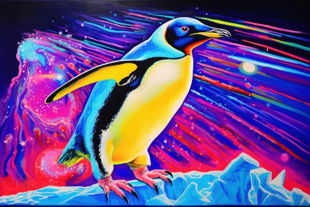 Emperor penguin painting animal yellow.