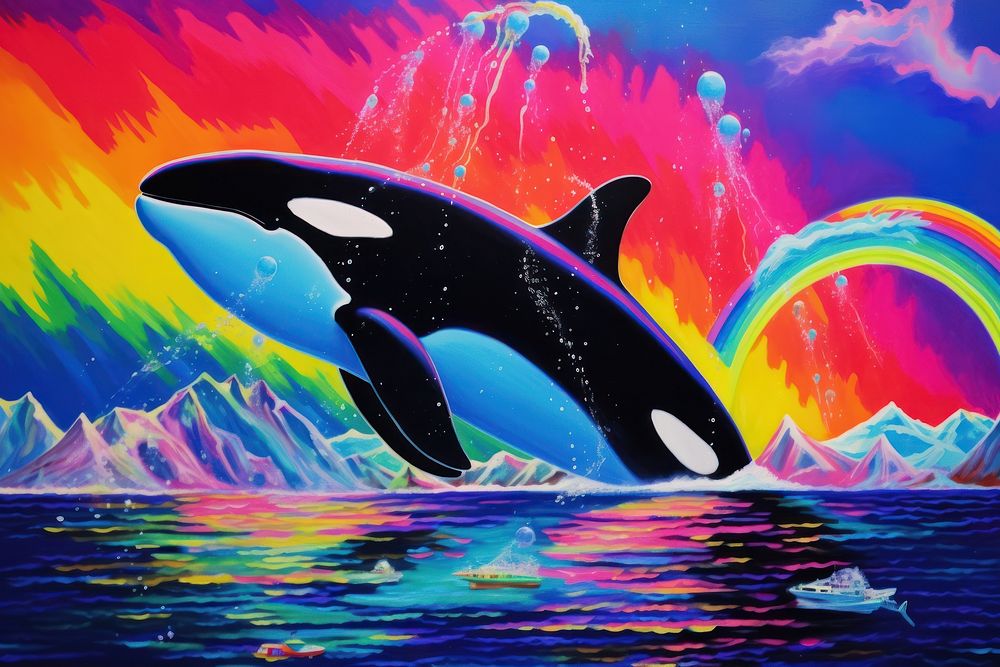 Killer whale painting outdoors animal.