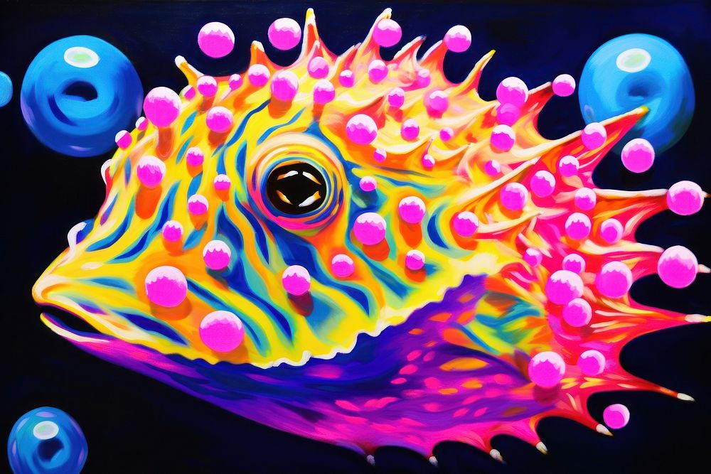 Pufferfish pattern marine purple.