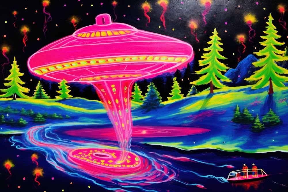 UFO purple painting outdoors.