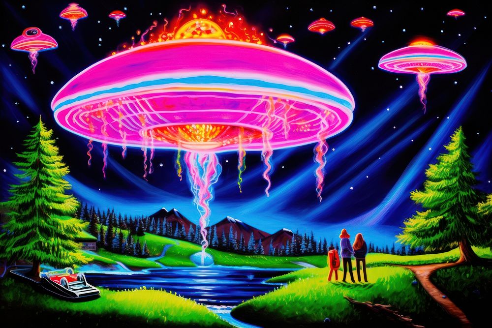 UFO painting outdoors nature.