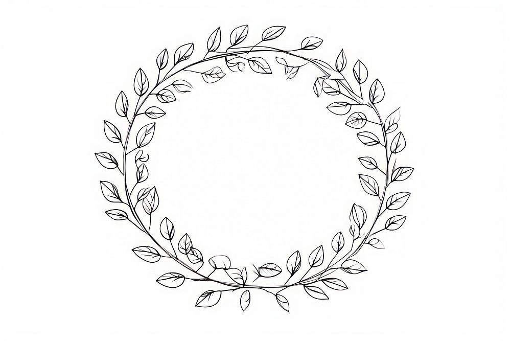 Stroke outline leaves frame pattern circle creativity.