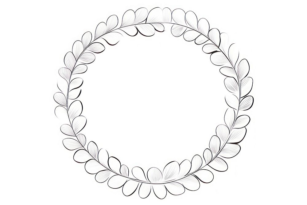 Stroke outline lotus leaves frame circle white background accessories.