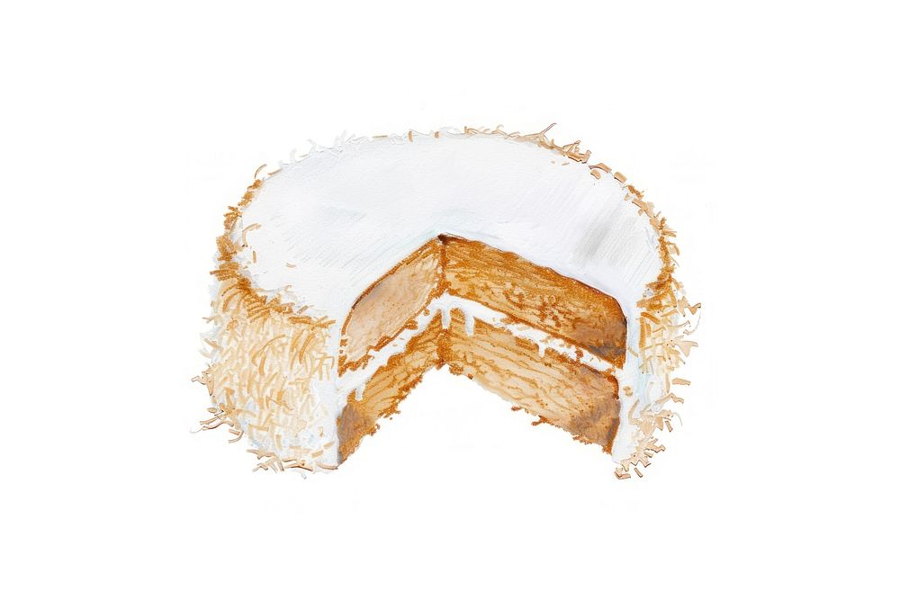 Coconut cake dessert food white background.