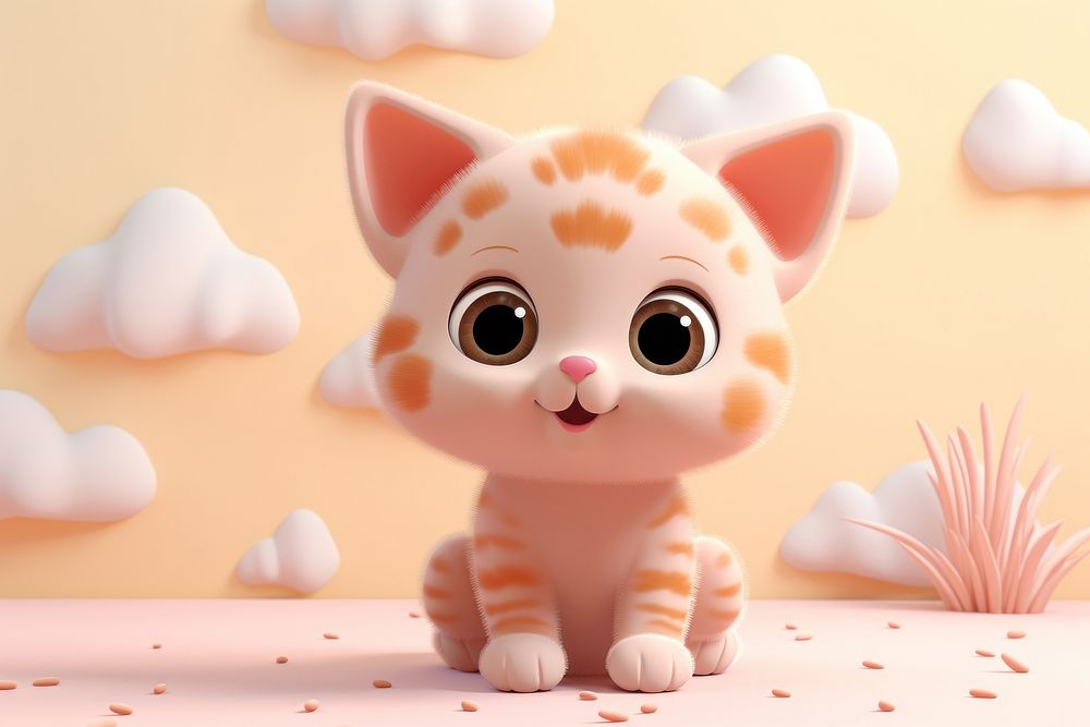 Cute baby cat background cartoon animal mammal.