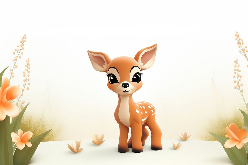 Cute baby deer background figurine cartoon animal.