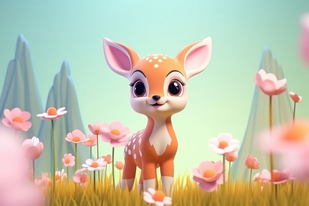 Cute baby deer background cartoon representation creativity.