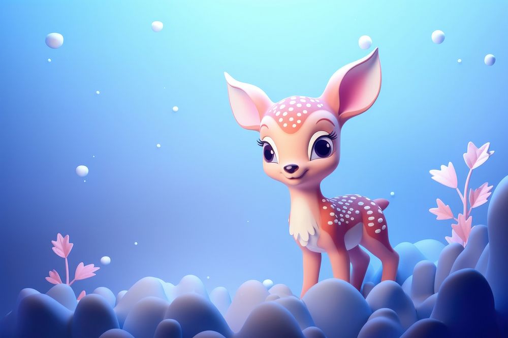 Cute baby deer background cartoon animal mammal.