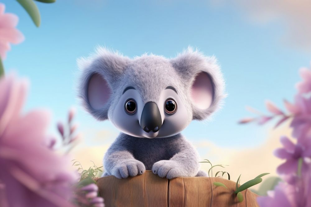Cute baby koala bear background cartoon mammal representation.