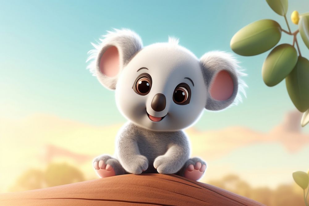 Cute baby koala bear background cartoon mammal animal.