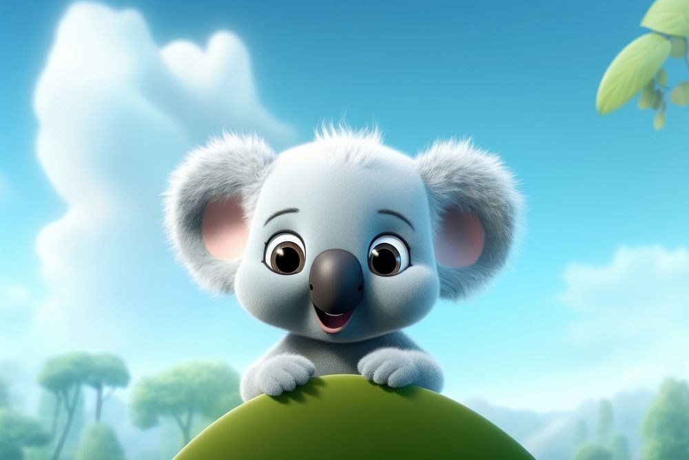 Cute baby koala bear background cartoon toy representation.