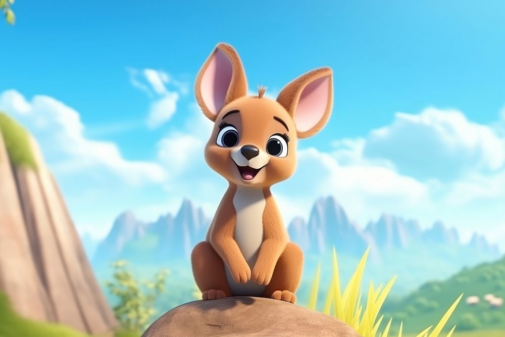 Cute baby Kangaroo background cartoon toy representation.