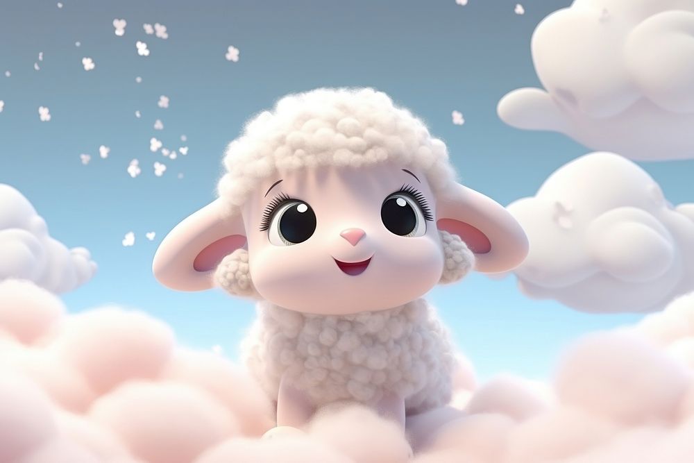 Cute baby sheep background cartoon nature representation.