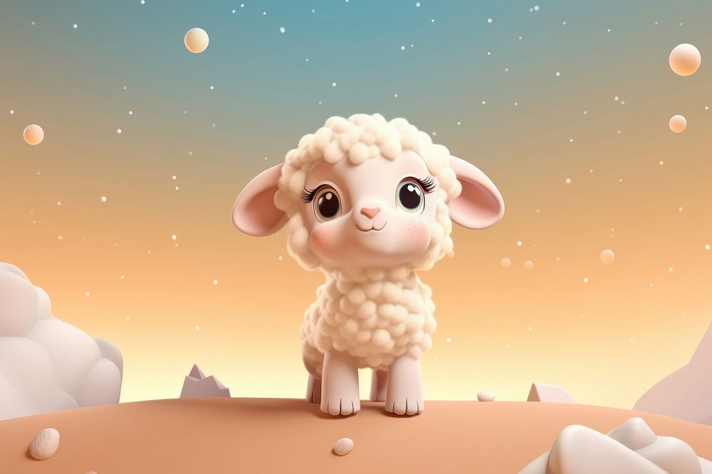Cute baby sheep background cartoon nature representation.