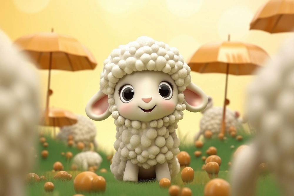 Cute baby sheep background cartoon representation agriculture.