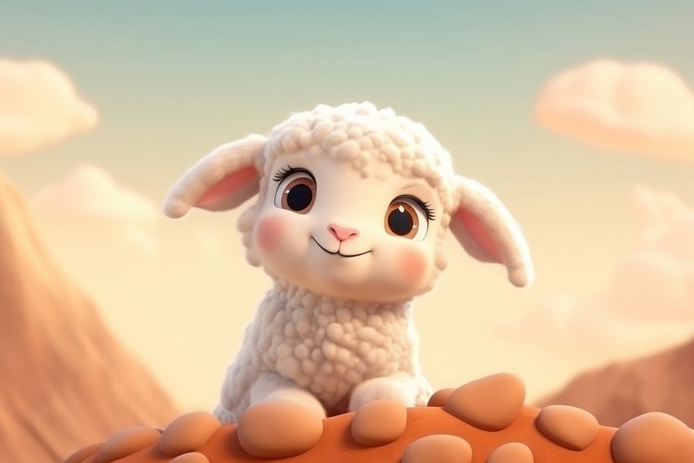 Cute baby sheep background cartoon representation medication.