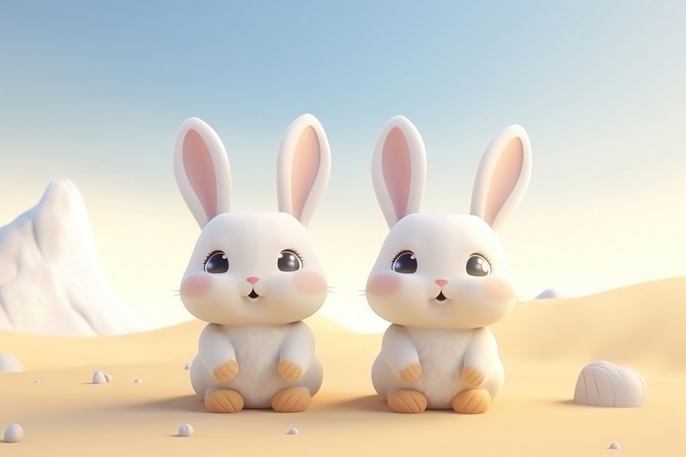 Cute baby rabbit background cartoon mammal animal.