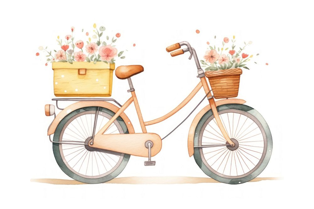 Cute bicycle delivery box vehicle flower wheel.