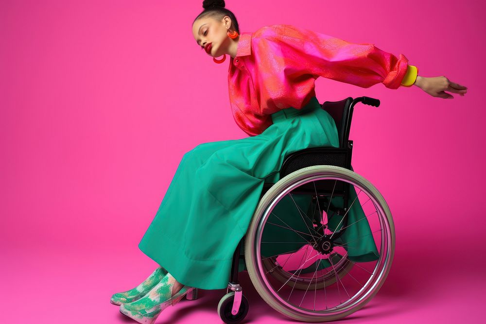 Disability fashion photo wheel adult woman.