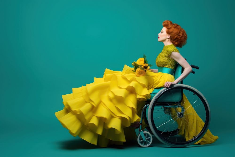 Disability fashion photo wheel adult woman.