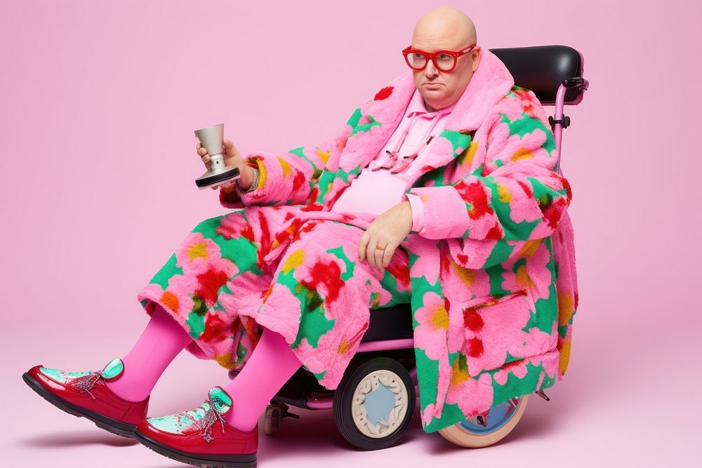 Disability fashion photo sitting adult retirement.