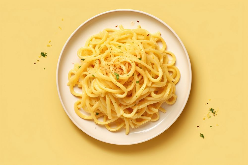 Carbonara with white sauce spaghetti carbonara yellow.