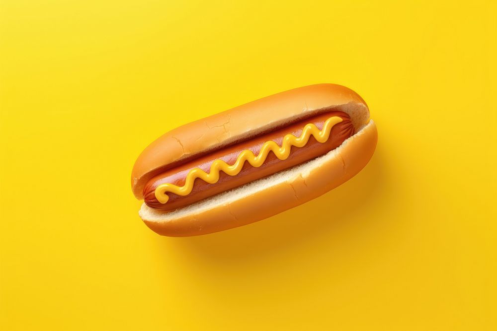 Hot dog yellow food yellow background.