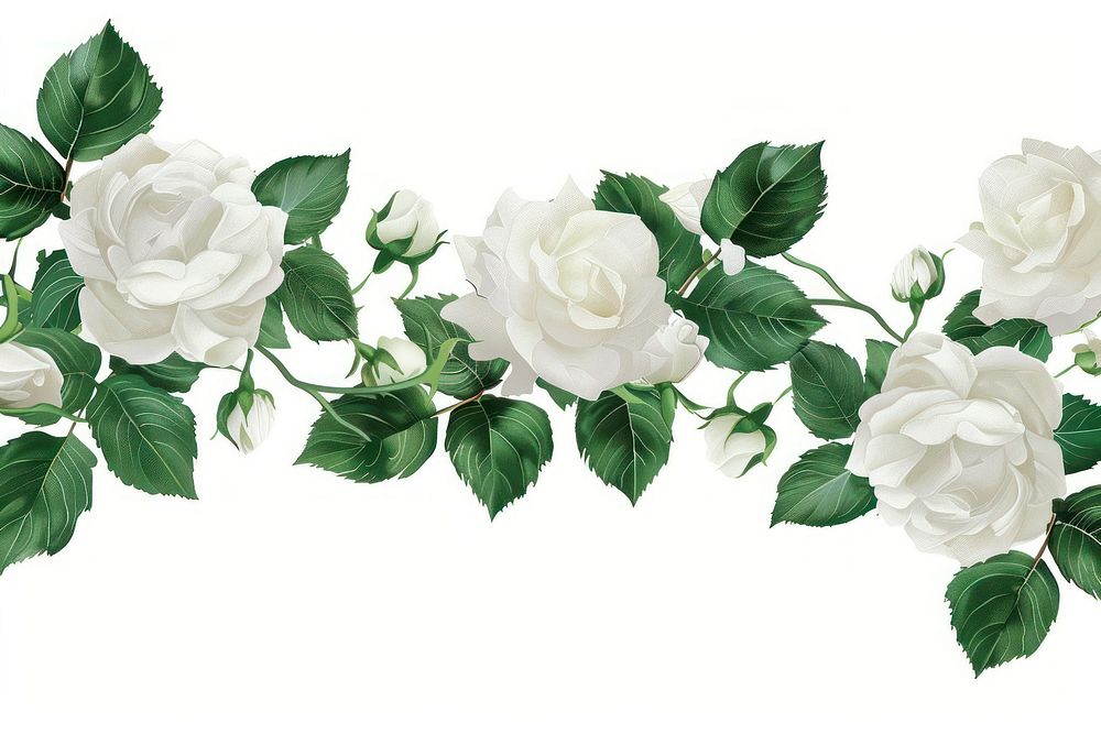 White rose border pattern flower plant.