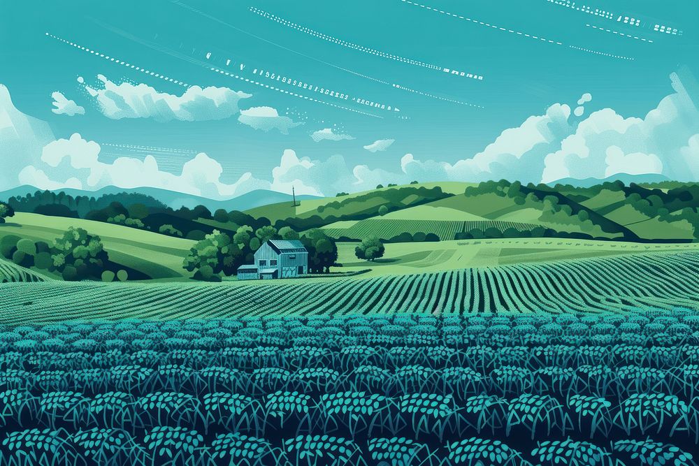Ascii smart farming Landscape landscape agriculture technology.