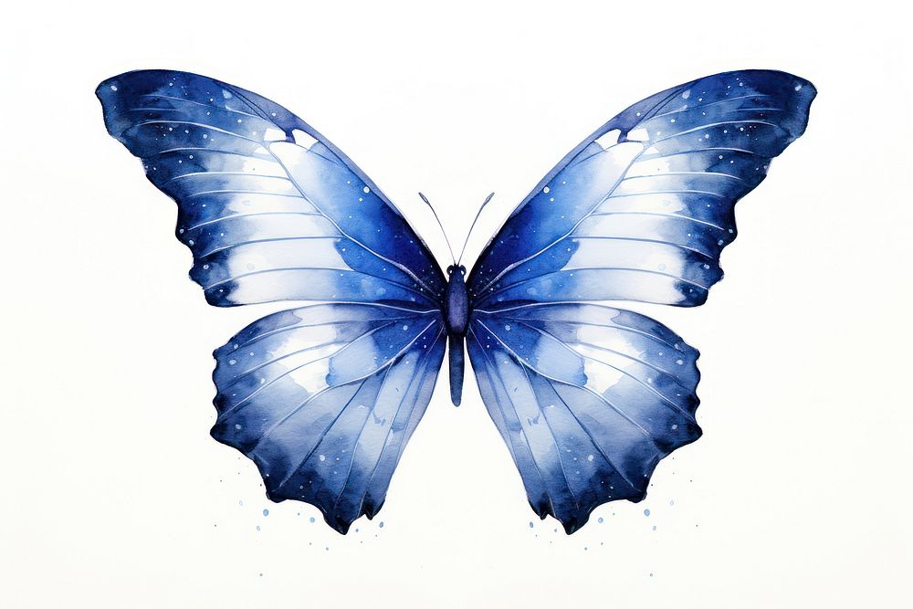Indigo butterfly animal insect white background.
