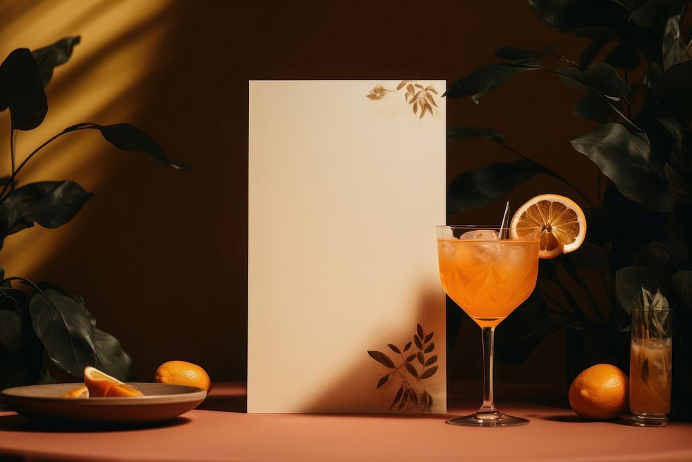 Menu cocktail grapefruit drink.
