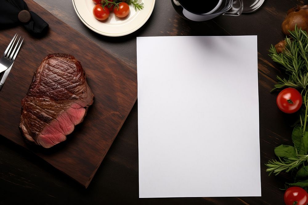 Empty menu table plate steak.
