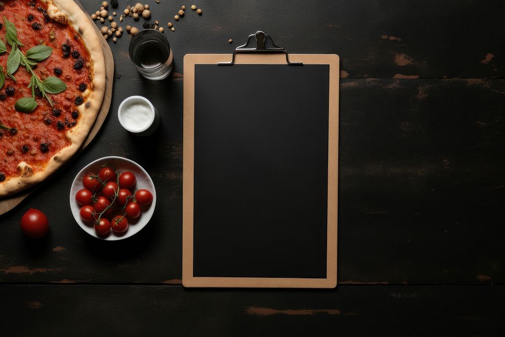 Empty menu pizza blackboard table.