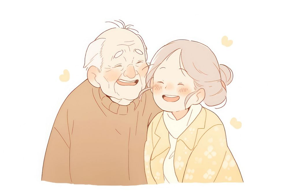 Old man laughing drawing sketch.