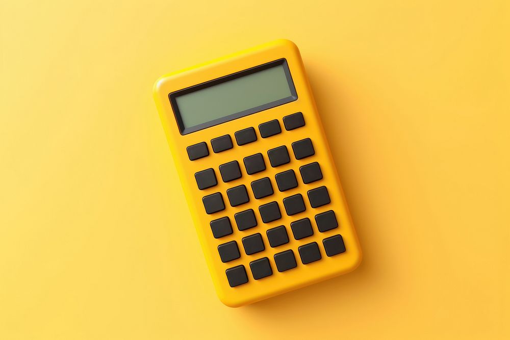 Calculator yellow yellow background mathematics.