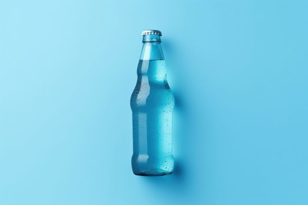 Soda bottle with white lable drink blue beer.