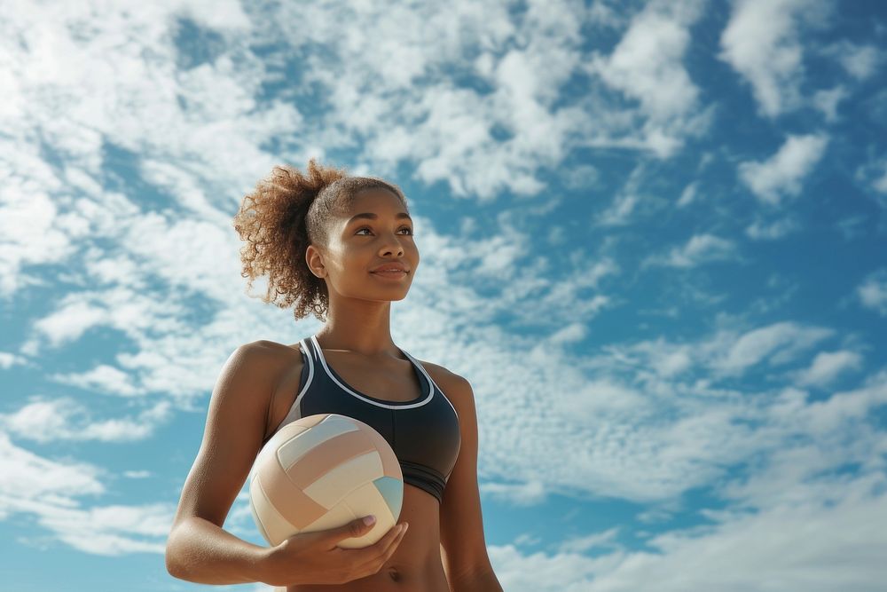 Woman holding a volleyball sports outdoors adult.