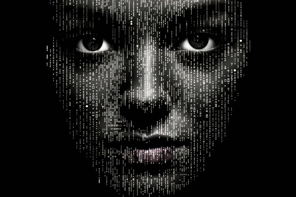 Ascii human face portrait art photography.