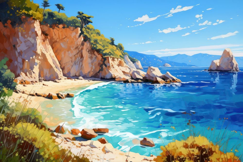 Greece landscape beach sea.