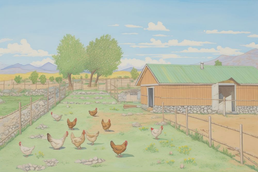 Chicken farm outdoors poultry animal.
