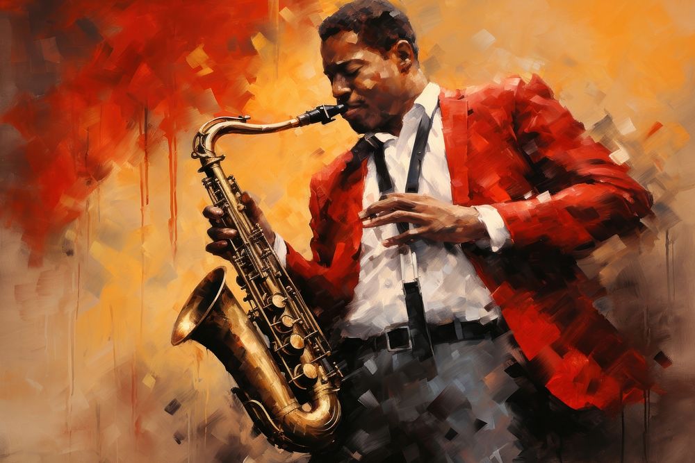 Jazz saxophone painting musician.