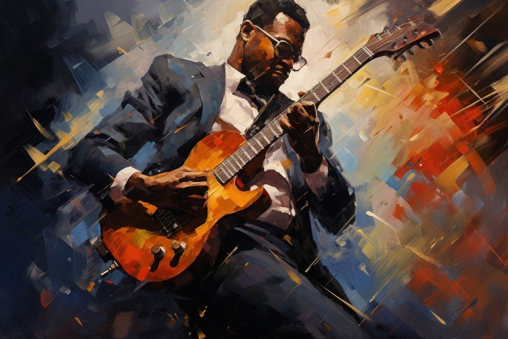 Jazz painting musician guitar.