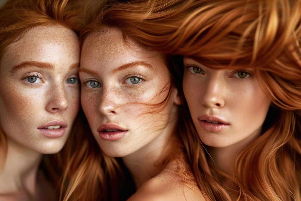 Ginger portrait freckle women.