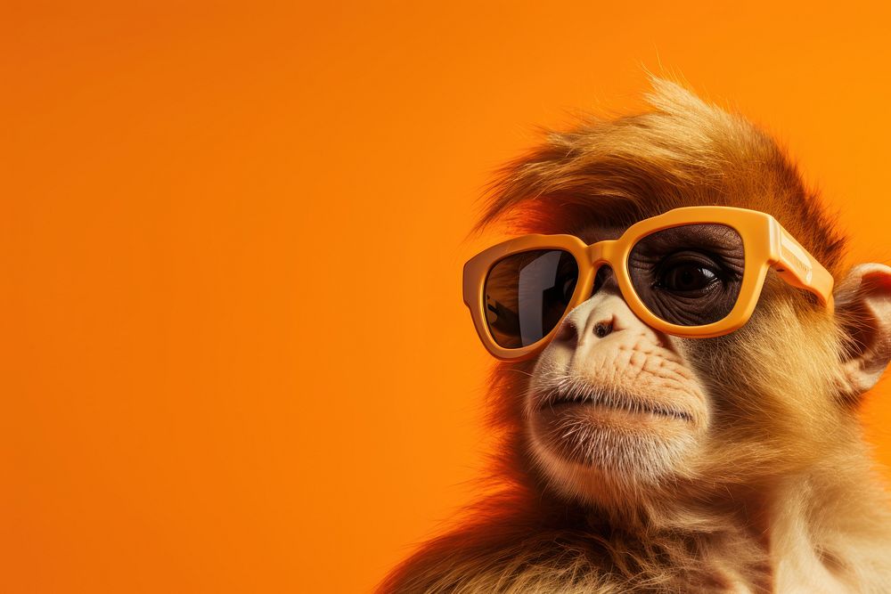 A monkey with sunglasses wildlife portrait mammal.