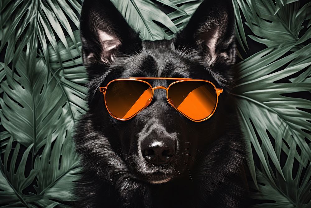 A wolf with sunglasses mammal animal pet.