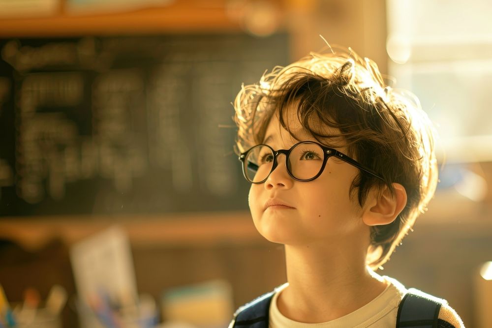 Math glasses classroom portrait.