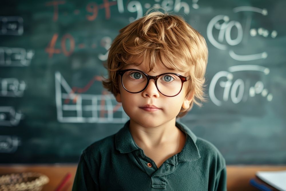 Math glasses classroom portrait.