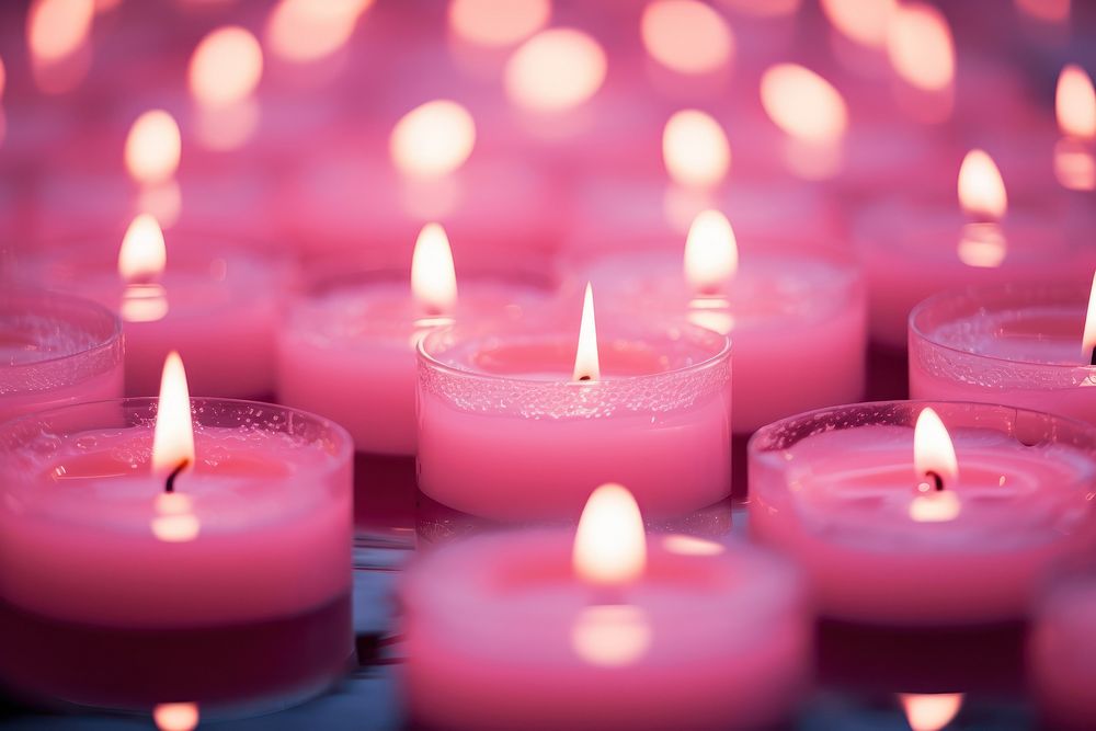 Candles on pink water pattern backgrounds spirituality illuminated.