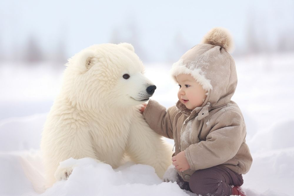 Cute baby polar wildlife mammal animal.
