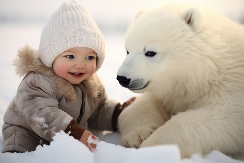 Cute baby polar portrait mammal animal.